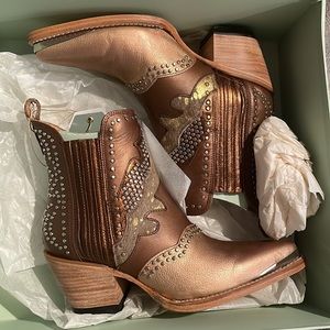 Mezcalero Chiara Rose Gold Glam Western bootie